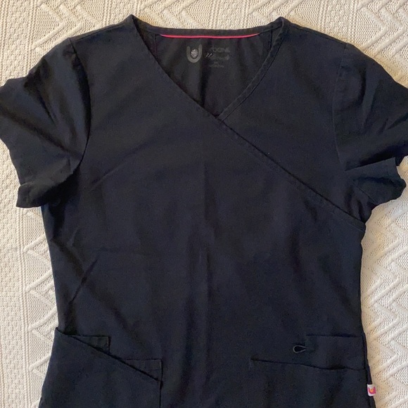 USED! Fair/Good Condition! Urbane Scrub Top! Black!! Sophie Mock Wrap Top! - Picture 4 of 6